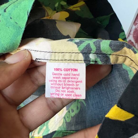 Obus Yellow Bells Floral Print Sleeveless Tiered A-Line Poplin Midi Dress Size 1 - Picture 9 of 10